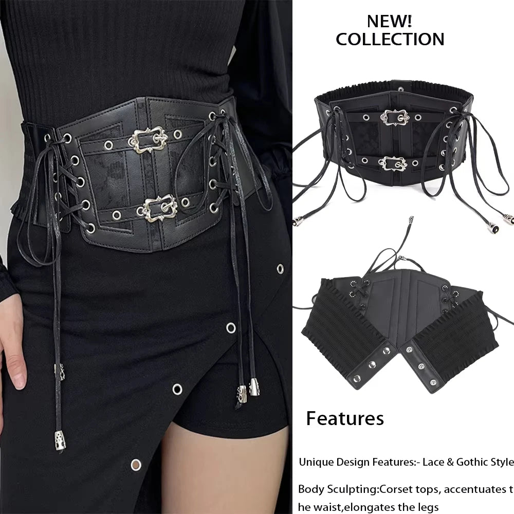 Ladies Retro corset Belts and Buckle Elastic Lace