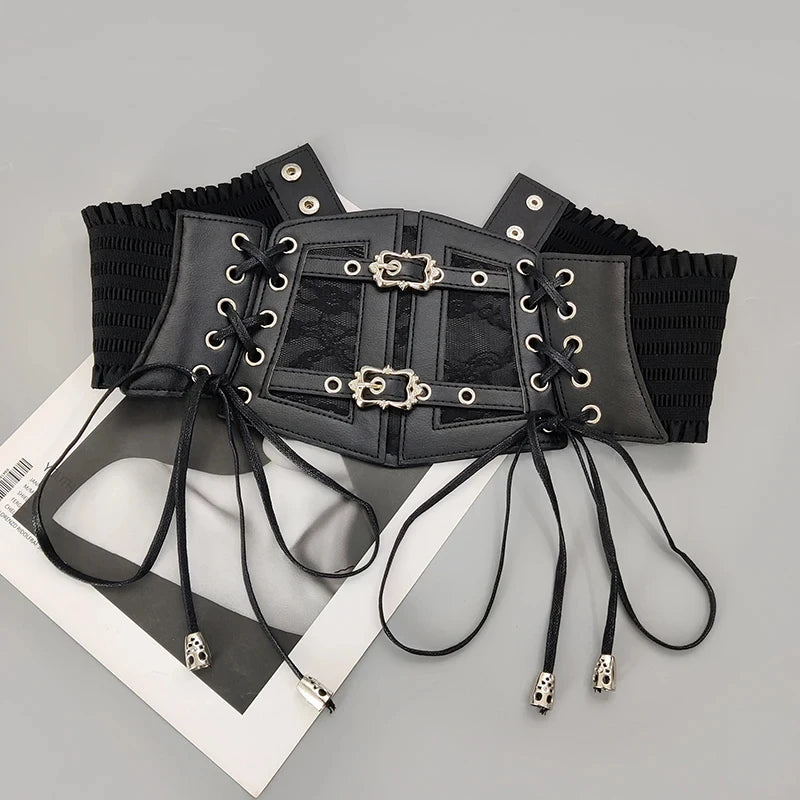 Ladies Retro corset Belts and Buckle Elastic Lace