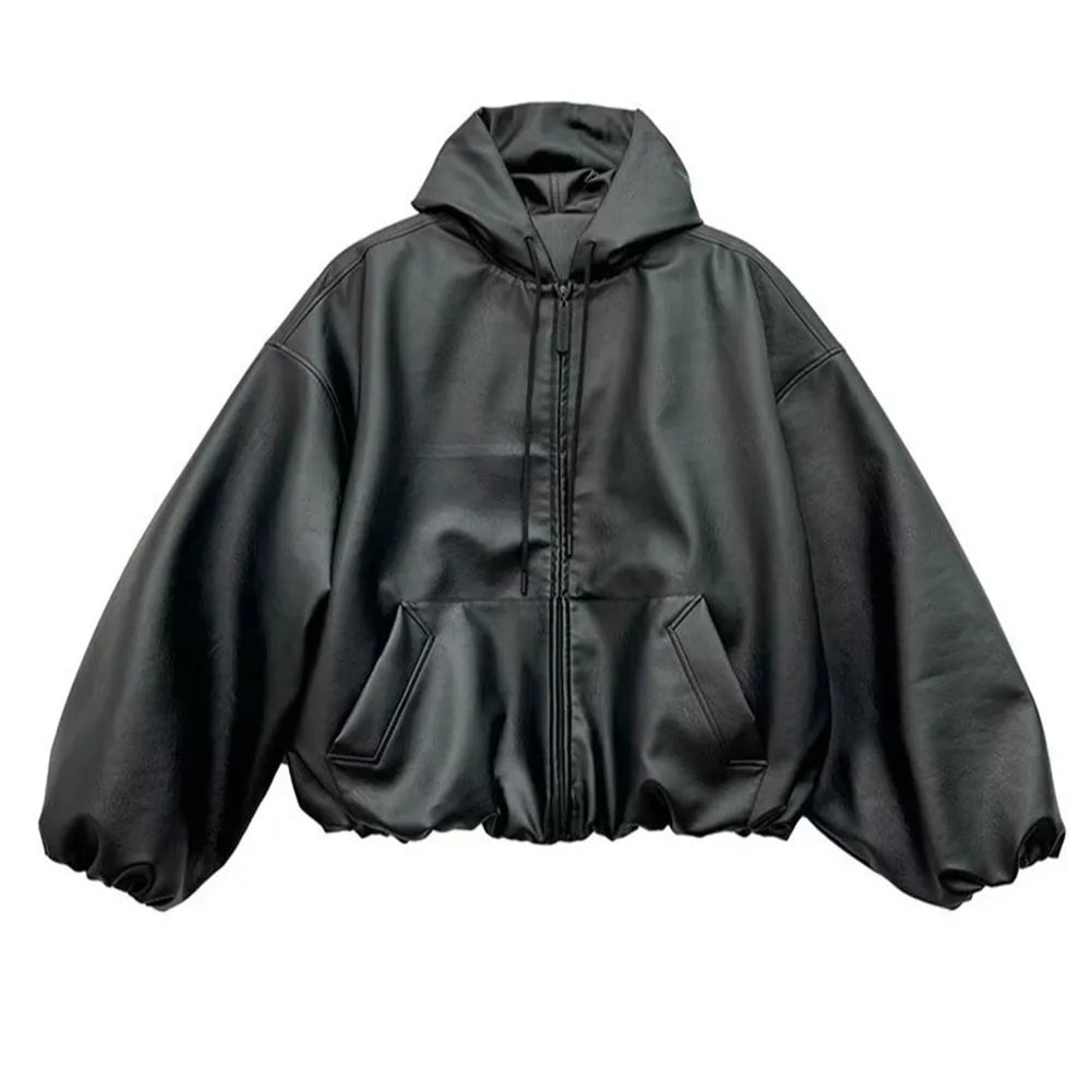 Men's High Street Black Leather Coat